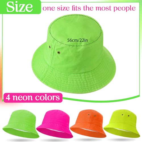 Sombrero Bucket Unisex Neon 4 Piezas miniatura 2