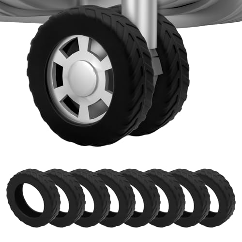8Pcs Luggage Wheel Covers,Silicone Suitcase Cover for 2-2.4'' Spinner Wheel, Carry On Luggage Wheels Protector,Upgrade Suitcase Wheels Protective,Essential Travel Accessories (Black-L)