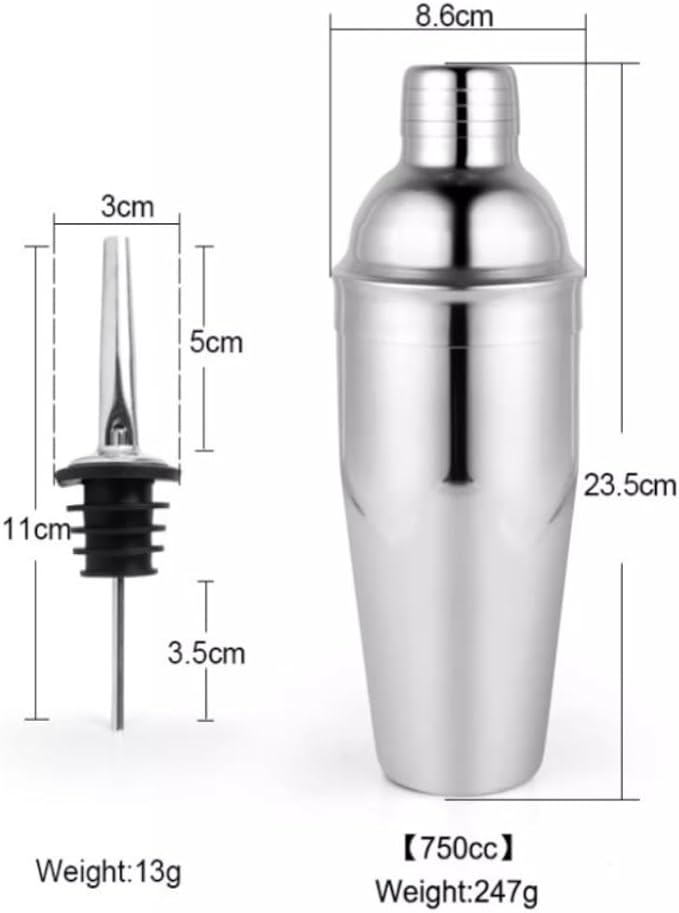 Set de Coctelera Profesional de Acero Inoxidable 16 Piezas con Soporte de Bambú 550ml miniatura 2