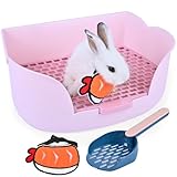 Yuoaes Large Rabbit Bunny Litter Box (17' x 11.9' x 6.2') Small Animal Litter Pet Toilet Potty Trainer Corner Litter Bedding Box Pet Pan for Rabbits Guinea Pig Easy to Clean (Light Pink)