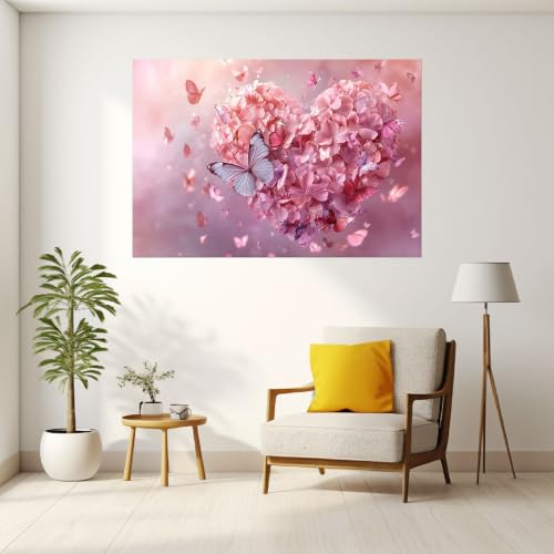 Tableau moderne abstrait hortensia rose avec cadre haut de gamme