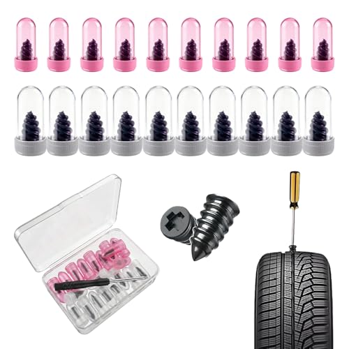 Image of Tire Repair Nails Kit, 2 Size Tire Plug Kit with Screwdriver (20 Pcs) | Two Repair Sizes; Screw-In Installation; Durable Rubber & Metal; Compatible with Tubeless Tires; Portable Repair Kit