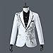 Mens 2 Pieces Luxury Embroidered Suits 1 Button Print Dinner Tuxedo Jacket Pants Prom Wedding Elegant Blazer Dress Suit (White,Medium)