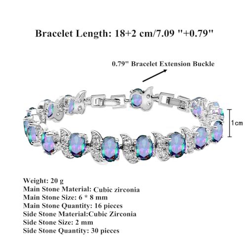 Image of LMXXVJ Fashion Tennis Bracelet Created Emerald White Gold Plated Charm Bracelet Gifts Jewelry for Women