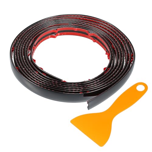 TUCKBOLD Car Truck Window Trim Strip 3/5" 15mm Width 10Ft 300cm Self Adhesive Scratch-Proof | Bumper Door Body Side Decorative Sticker Gloss Black 1 Set