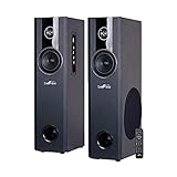 beFree Sound 2.1 Channel BluetoothPowered Black Tower Speakers with Optical Input