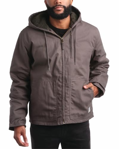 Bass Creek Outfitters Mens Canvas Jacket - Heavy Duty Cotton Sherpa Lined Zip Up Duck Work Jackets for Men (Sizes M-XXL)