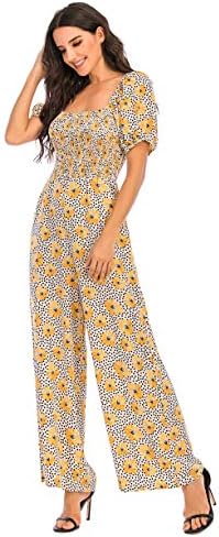 Love Welove Fashion Jumpsuits for Women Dressy Casual – Floral Spring Wide Leg Smocked One Piece Romper Outfits