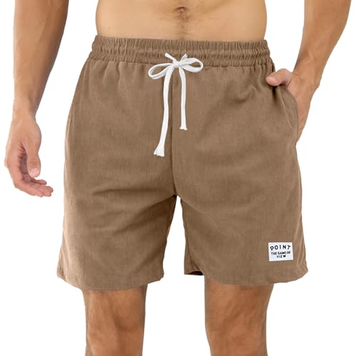 Neteson Pantalones Cortos Hombre Casual Verano Shorts con Bolsillos Deportivos Bermudas Pantalon de Pana Playa Cintura Elástica