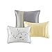 Madison Park Serene Faux Silk Comforter Set - Floral Embroidery Design, All Season Bedding Set, Matching Bed Skirt, Decorative Pillows, Yellow King(104