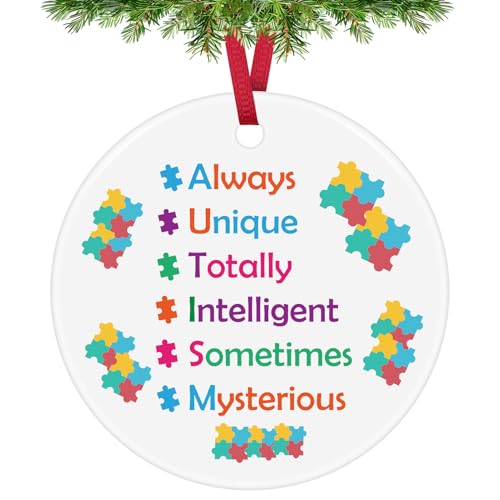 Special Education Teacher Gifts Autism Awareness Christmas Ornaments Autism Decor Thank You Gift for Autistic Mom Dad Autism Parent Inspirational Gifts Christmas Tree Decoration Encouragement Gift