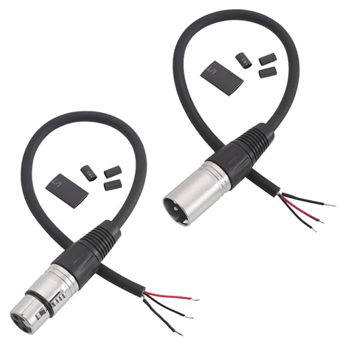 Câble audio XLR 3 broches pigtail mâle femelle fil nu gaine thermorétractable pour ampli mixeur