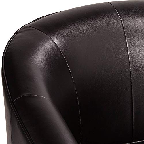 Studio 55D Keller Espresso Bonded Leather Swivel Club Chair #TOP3