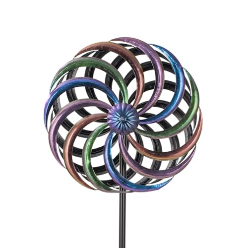 Image of DREAMYSOUL Wind Spinner Outdoor, 13 Inches Dia Rainbow Metal Kinetic Wind Spinners, Dual Wind Spinners for Yard Garden Outside Patio Lawn Decor