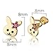 14k Gold Plated Brass Rabbit Cubic Zirconia Screwback Baby Girls Earrings with Sterling Silver Post