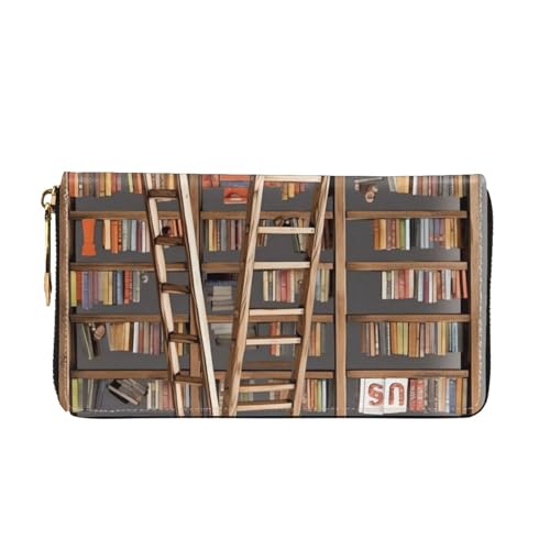 Funny Book Shelves Collection and Ladder Women's Wallet Large Capacity Credit Card Holder Zip Phone Clutch Ladies Travel Purse2