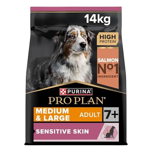 PURINA PRO PLAN Medium & Large Adult 7+ Hundefutter trocken mit OPTIDERMA, reich an Lachs, 1er Pack (1 x 14kg)