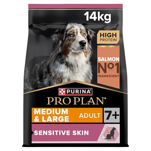 Pro Plan PURINA PRO PLAN Medium & Large Adult 7+ Sensitive Skin, Hundefutter trocken, reich an Lachs, 1er Pack (1 x 14 kg)