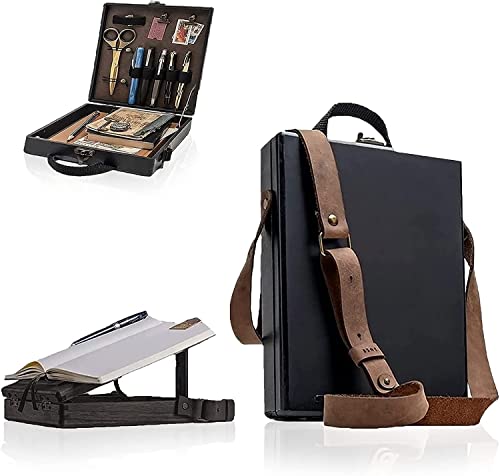 YTYLBD Writers Messenger-Bag aus Holz mit Klappdeckel, multifunktional, Retro, handgefertigt, tragbar, Crossbody-Briefträgertasche (schwarz) Cover