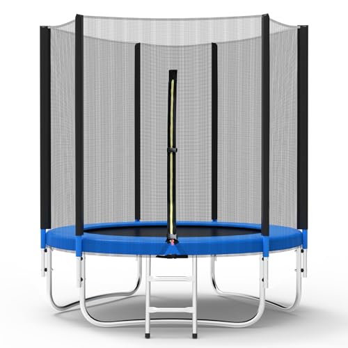 Oryxearth Trampolino da giardino rotondo Ø183/244/305/427 cm, rete di sicurezza esterna, cuscinetto di sicurezza, scaletta, protezione bordi