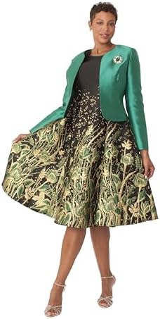 Tally Taylor Women's 2-Piece Brocade Church Dress & Jacket Set – ...
