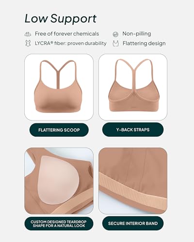 Image of PAVOI ACTIVE Yoga Racerback Bras for Women - Buttery Soft Low Support Scoop Neck Y-Back Thin Strap Sports Bra - FlexFlow