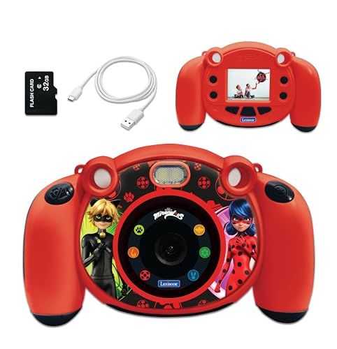 LEXiBOOK - Miraculous - 4-in-1 Kids Camera with Photo, Video, Audio and Game Functions, 32GB SD Card Included - DJ080MI