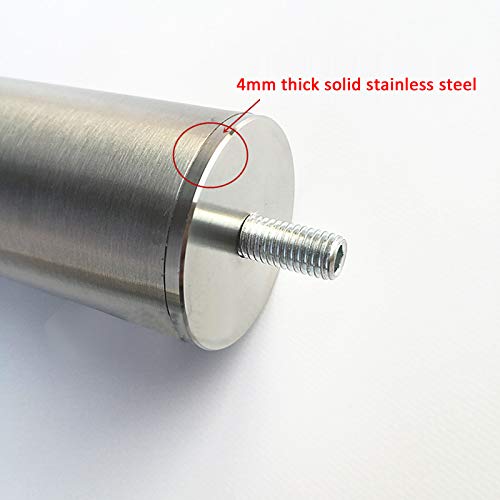 M10 - Patas de acero inoxidable cepillado para muebles, 4 unidades, antideslizantes, de metal, para sofá, cama, cocina y baño, soportes de mesa de vidrio