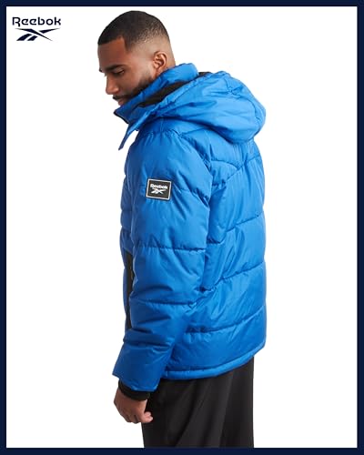 Image of Reebok Mens Winter Jacket - Thick Heavyweight Ski Winter Coat - Warm Insulated Quilted Hooded Puffer Coat for Men