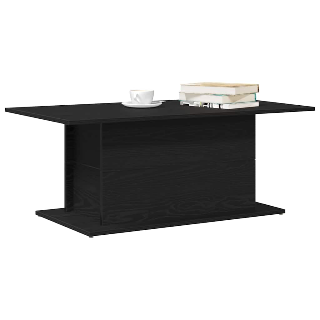 Mesa de centro con aspecto de roble negro, 102 x 55,5 x 40 cm, mesa de salón moderna de madera, mesa de sofá estable para el salón, mesa de café rectangular hasta 75 kg