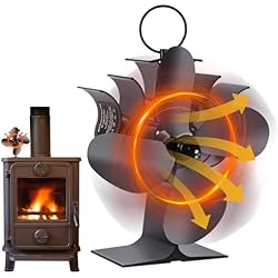 Ventilador Chimenea Amazon Weinsamkeit Ventilador Estufa Leña, Actualice el Ventilador de Chimenea de 4 Láminas Operación Silencioso Eficiente Calor Alimentado Accesorios Ventilador para Estufa de Leña/Quemador/Taller/Pellets