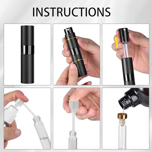 Perfume Travel Refillable Atomizer 8ML (3PCS) - Empty Cologne Spray Bottle, Portable & Leakproof Sprayer for Travel (Black)2