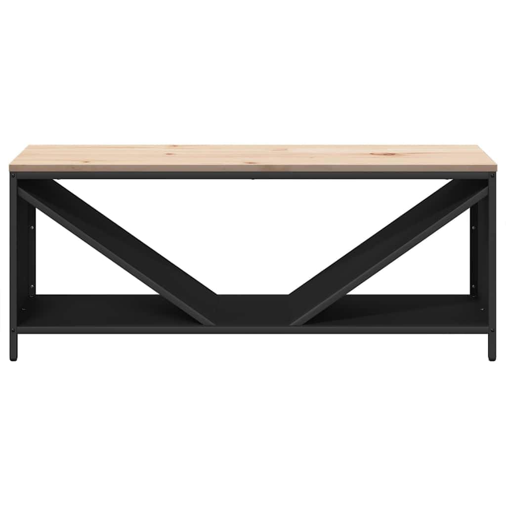 Brennholzregal mit Holzplatte Schwarz, Kaminholzregal aus kaltgewalztem Stahl und Kiefernholz, 100,5 x 35,5 x 40 cm, 100 kg Traglast, für Innenbereich, Wohnzimmer, Kamin und Ofen
