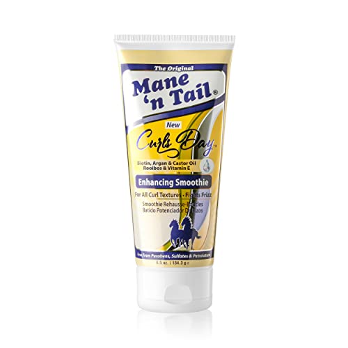 Mane 'n Tail Curls Day Enhancing Smoothie, 7 fl oz (Styling Agent) - Curl Cream for All Curl Textures, Pareben and Sulfate Free, Made with Biotin, Argan and Castor Oil, Rooibos and Vitamin E