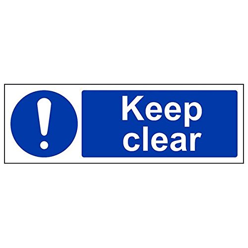 V Safety 43023AX-S'Keep Clear' Sign, Landscape, 300 mm x 100 mm (Pack of 3)