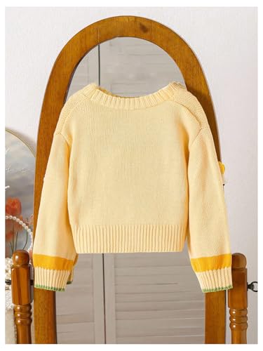 Verdusa Girl's Cute 3D Floral Cartoon Cardigan Sweaters Open Front Knit Outerwear2