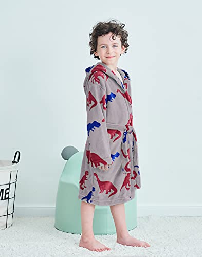 Arctic Paw Kids Girls Children Soft Hooded Bath Cover Up,Red Blue Dino-Grey,M(Ages 4-6) #TOP1
