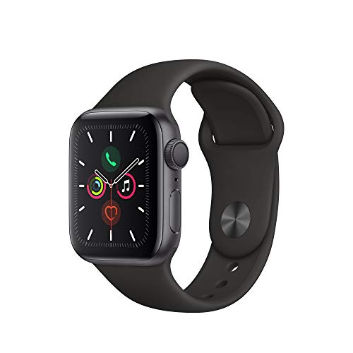Apple Watch Series 5 (GPS、40 mm) アルミニウム、スペースグレイ - ブラックスポーツバンド