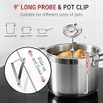 TempPro Candy Thermomètre avec pince à pot, 9" Thermomètre d'huile de friture longue sonde pour la friture & Fabrication de bonbons, Thermomètre de cuisson de friteuse pour chocolat, caramel, brassage & Cuisson (précédemment ThermoPro)