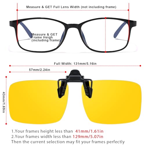 Trysee Clip On Day & Night Driving Glasses Polarized Anti Glare Sunglasses TS-CO-8012