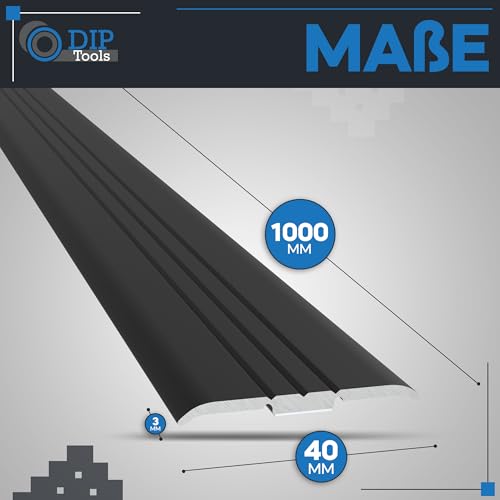 ALUMAT Hochwertiges Übergangsprofil ohne Schrauben - Leisten selbstklebend - Übergangsleiste Laminat, Übergangsschiene, Fußbodenleisten (schwarz)