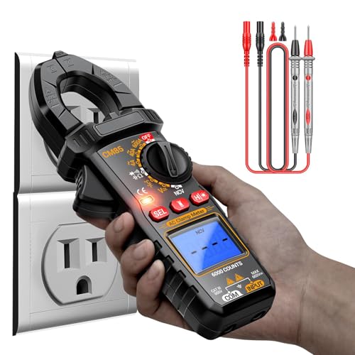 Pinza Amperimétrica Digital,Comprobador de Voltaje | 6000 Cuentas Multifuncional con Pantalla Digital, Luz Trasera e Iluminación para Medir Tensión AC/DC, Capacitancia, Resistencia,