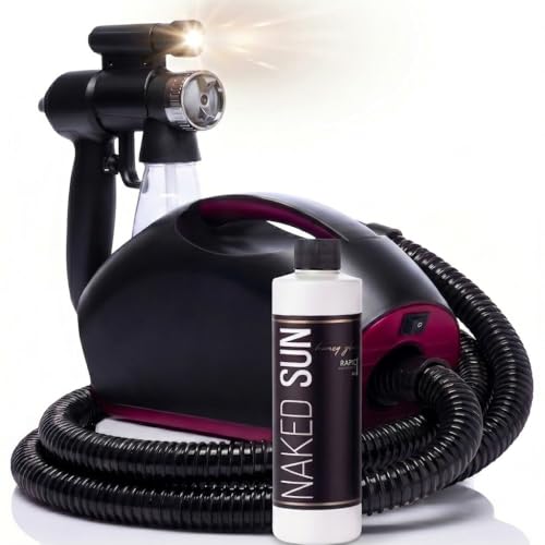 Naked Sun Fascination FX Spray Tan Machine with Honey Glow Rapid Develop Violet Tanning Solution - 8 oz Bundle (2 Items)