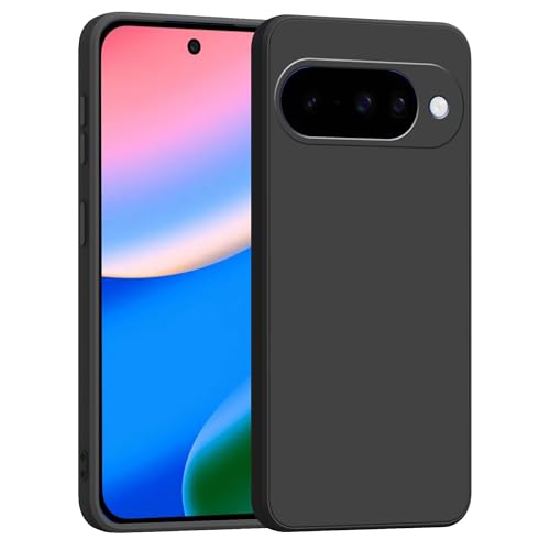 Image of amazon basics Back Cover for Google Pixel 10 5G | Ultra Slim Soft Rubberised Case | Matte Silicone Flexible Mobile Case | Camera Protection - Black
