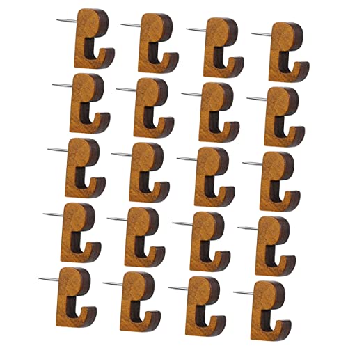 Operitacx 20 Piezas chincheta de Gancho de Madera alfiler Decorativo Empujar Clavo el decoración Pared decoración de Pared Manos pequeño alfiler chinchetas Decorativas Acero Inoxidable Brown