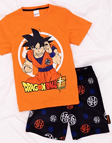 Dragon Ball Z Kids Pyjama Set | Boys Orange Short Sleeve Goku T-Shirt with All Over Print Warrior Symbol Black Shorts3