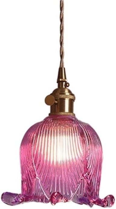 Single Heads Glass Lampshade Pendant Light with E26/E27 All Copper Base Pendant Lamp Creative Flower Adjustable Hanging Light(White-Dinosaur Doodle4)