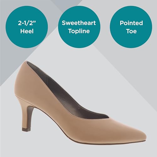 Masseys Women's Brianne Pointed Toe Low Heel Pump, 7.5 W (Wide), Nude3