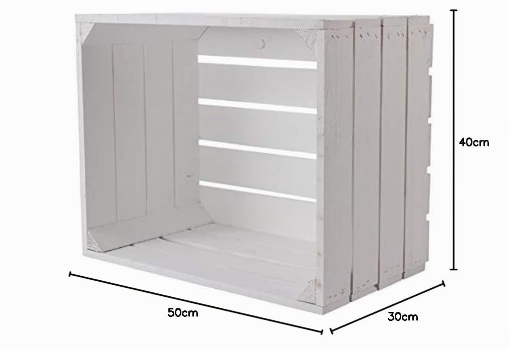 4 neue weiße Obstkisten 50cm x 40cm x 30cm Holzkiste standard mittelgroß Weinkisten Geschenkkisten Landhaus Geschenk Box Regal klassisch DIY