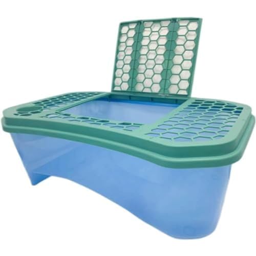 Quirix カメ用水槽 大きい カメ 水槽 亀の水槽 60CM 74CM 亀 飼育ケース ボックス タートルタンク 日向ぼっこ台 ミドリガメ クサガメ スッポン 観察 排水孔 階段 エサ皿 (60CM,ブルー)